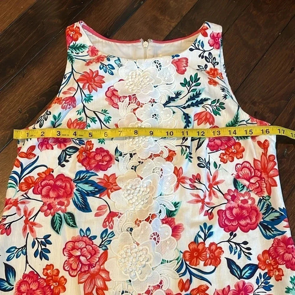 Eliza J sleeveless floral print Floral appliqués shift dress Women’s size 8 - Picture 5 of 14